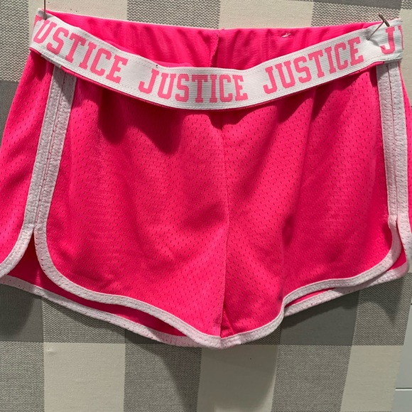 Justice Bottoms Hot Pink Justice Athletic Shorts With Fold Down